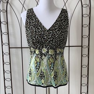 Talbot’s V-Neck Silk Patterned Tank Top